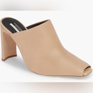 Topshop worn only twice tan leather 4” mules